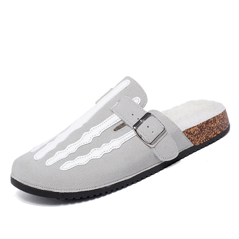 Men's Slip-On Slippers, Skull Print Design, Casual Backless Mule Sandals, Suitable for Indoor/Outdoor Wear, Minimalist Street Style, Daily Walking and Casual Comfortable Slippers