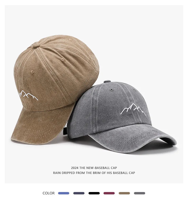 Baseball Cap for Men Women Soft Washed Cotton Mountain Range Embroidery Dad Hats Fashion Outdoor Sports Golf Caps Dropshipping