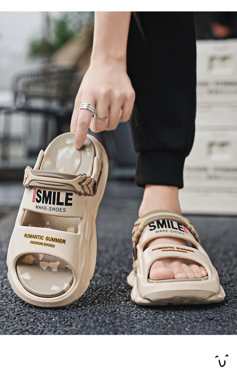 Fashion Men's Slide Slippers 5CM Platform EVA Beach Shoes Men Comfortable Outdoor Cloud Slippers For Men Summer Pantuflas Hombre