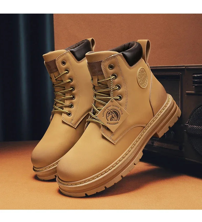 2024 New Men Boots Fashion Motorcycle Ankle Boots for Waterproof Hiking Boot Winter Chelsea Retro Boots Comfy