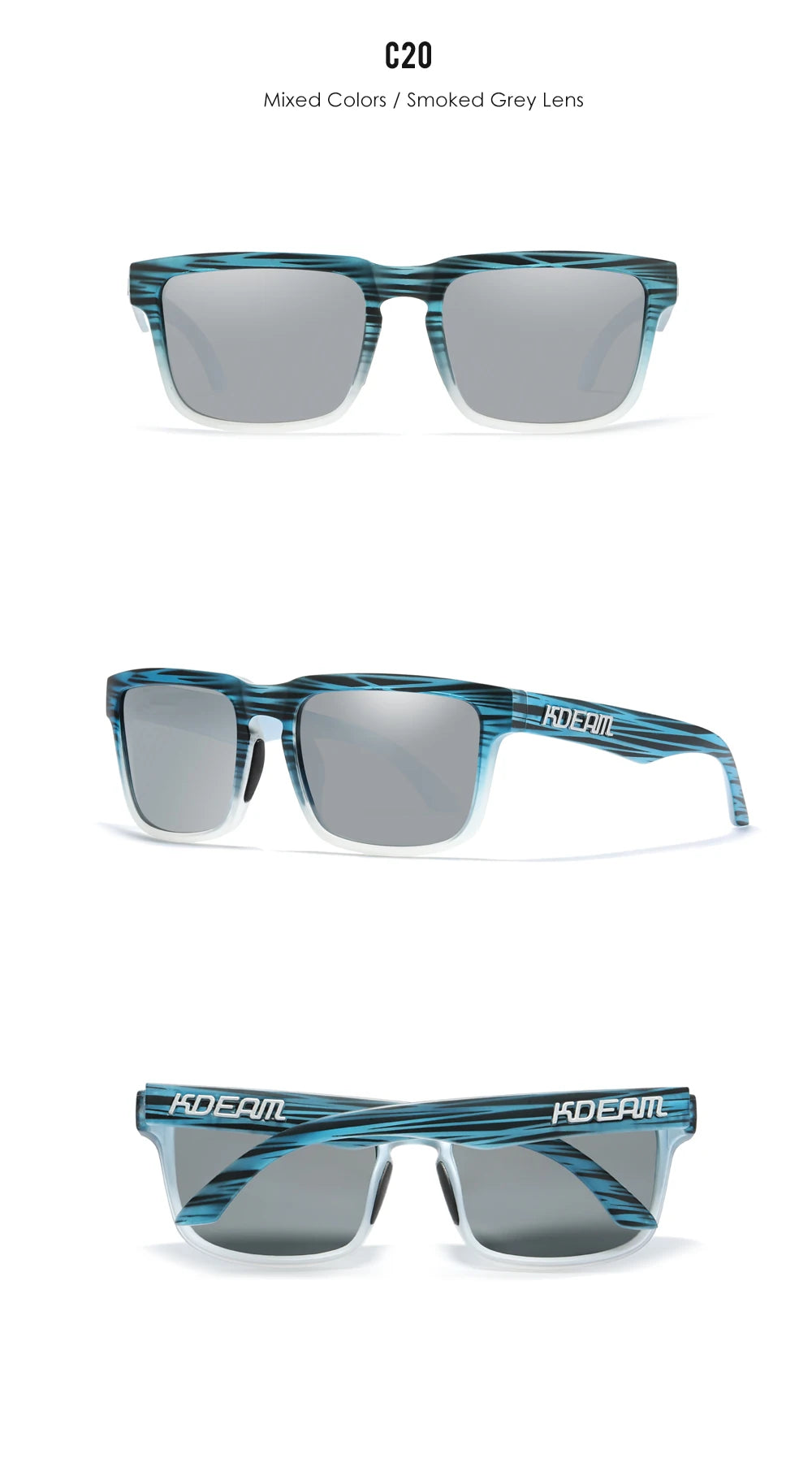 KDEAM Fishing Men's Sunglasses Polarized Classic Square Shades Unisex Size With Packaging