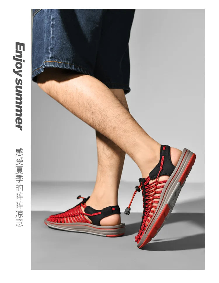 Men's Sandals Woven Casual Mens Beach Shoes 2025 New Comfortable Soft Men's Sandals Summer Casual Shoes for Men Sandalias Hombre