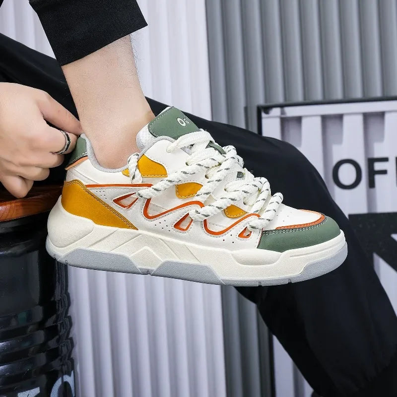 Shoes for Men Popular Versatile Sports Casual Board Shoes Personality Trend Men's Pu Leather Platform Sneakers Zapatillas Hombre