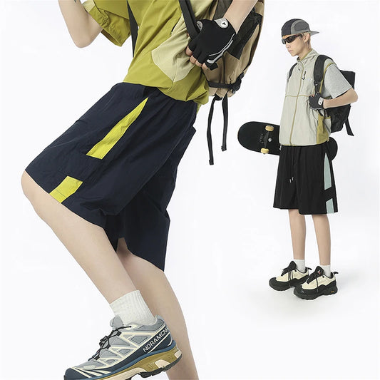 Men Shorts Man Summer Contrast Color Outdoor Quick Dry Loose Sporty Casual Shorts Mountaineering Camping Jogging Exercise Shorts