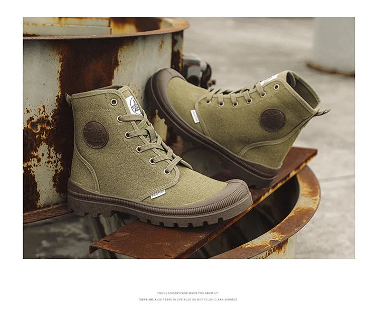 New Fashion High-top Mens Boots Outdoor Comfortable Mens Casual Boots Jungle Mountaineering Men Shoes Wide Bottom Platform Boots