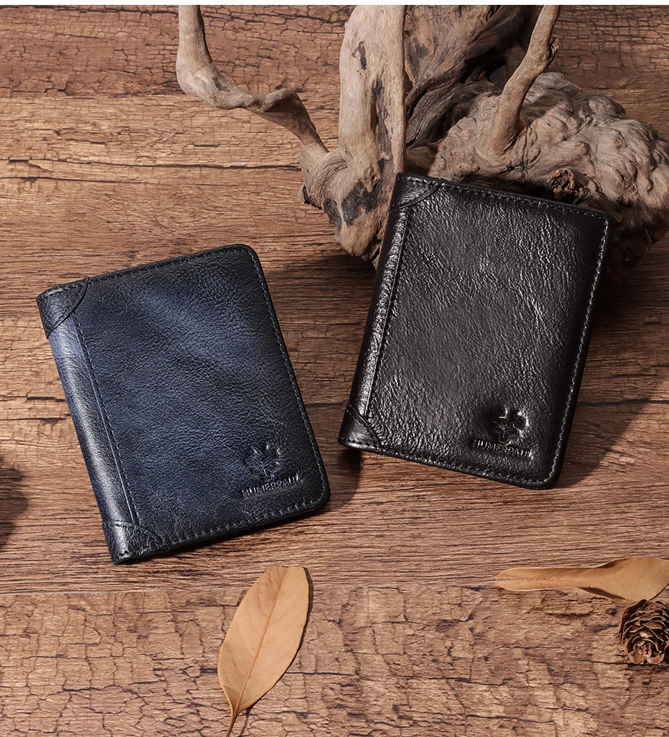 HUMERPAUL Slim Soft Real Leather Wallet for Men RFID Blocking Bifold Multi-card Card Holder ID Purse Male Thin Front Pocket