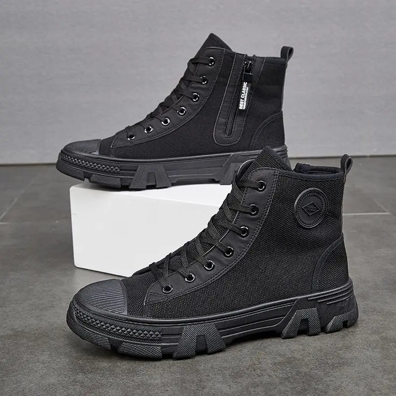 Men's High Cut Boots Warm Winter Lace Up with Fur Outdoor Hiking Male Shoes Platform Retro Original Deals Comfortable Offer Sale