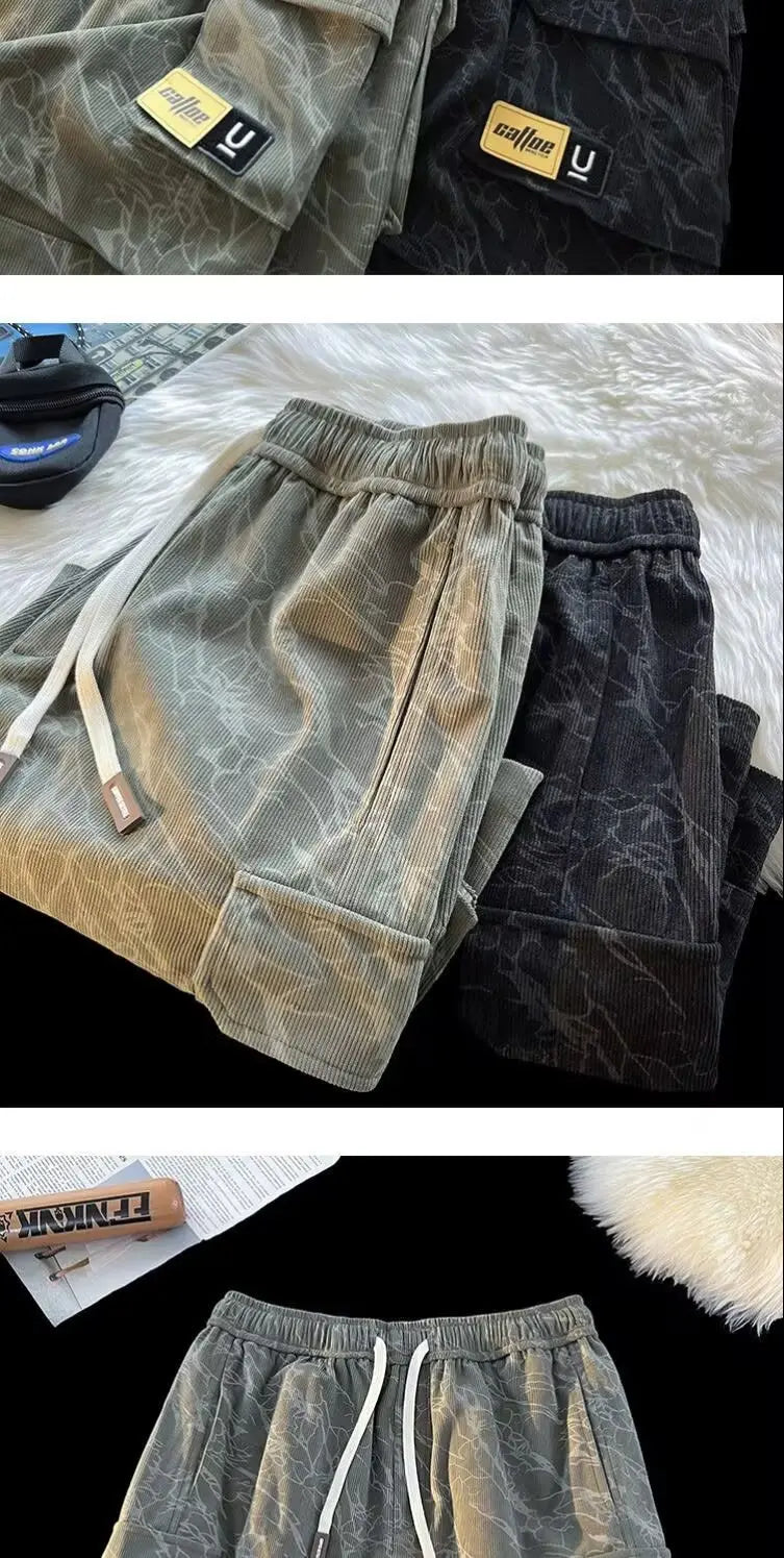 Working Shorts Men's 2025 New Summer Trendy American Functional Pants Loose Straight Five-point Pants Short Shorts for Man Jeans