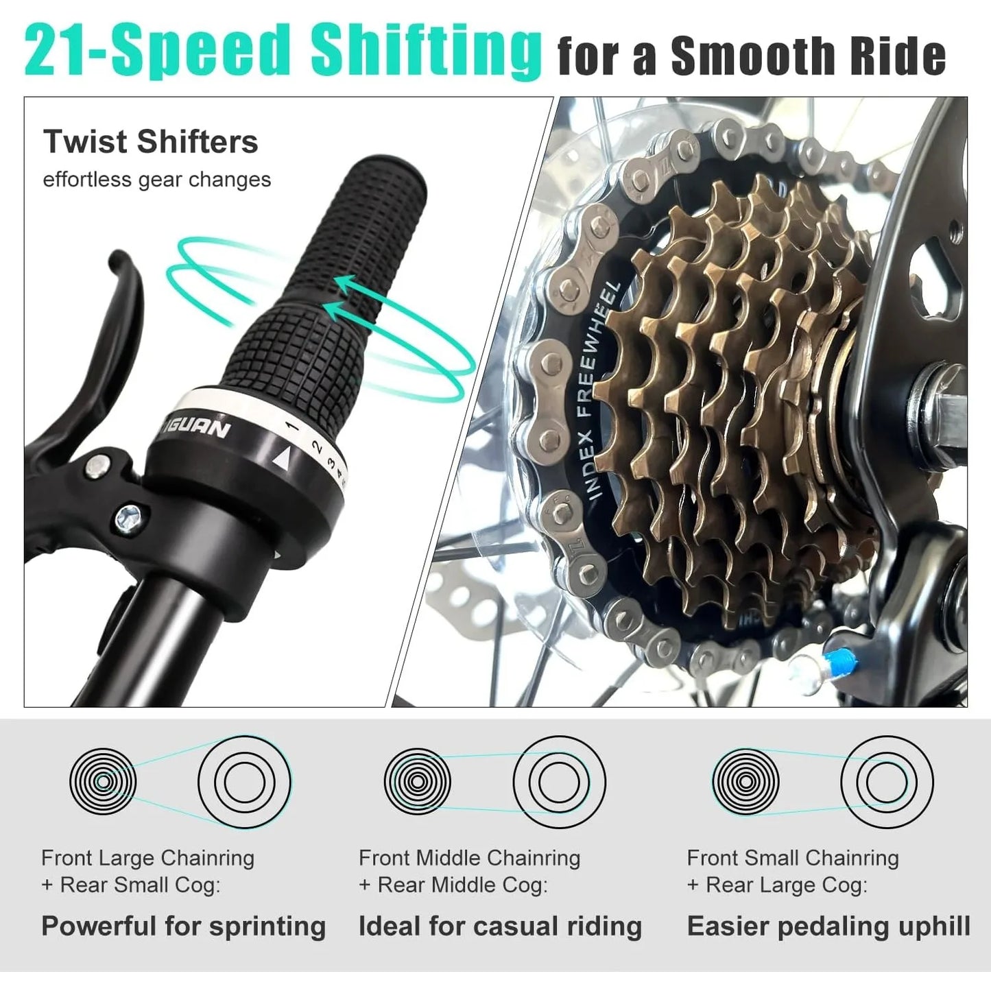 Mountain Bike 27.5" Sizes, 21-Speed Twist Shifting, Disc Brakes, Adult Bicycle with Suspension Fork,Ideal for Adventurers