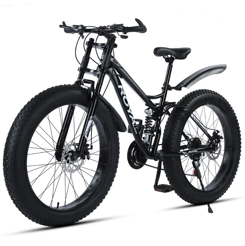 New Full Suspension Fork 26 Inch 21 Speed Disc Brakes Spoke Wheel Mountain Bike Adult Large Tire Off-Road Bike