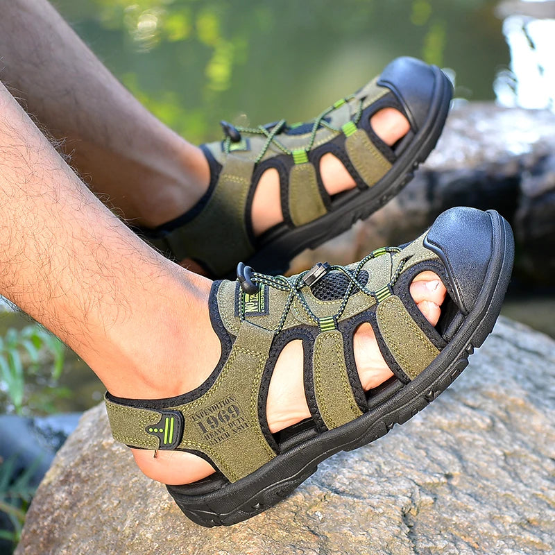 Men Sandals PU Leather Male Summer Shoes Outdoor Walking Beach Flat Sandals Shoes For Men Sneakers sandalias hombre
