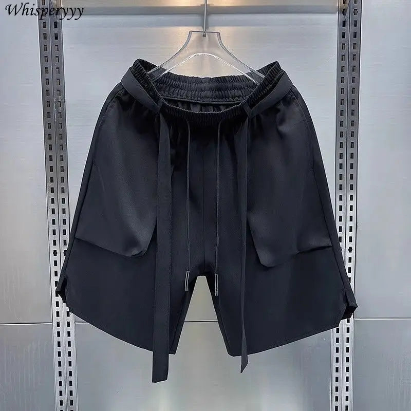 Summer New Shorts Men Thin Casual Loose Tooling Five-point Pants Solid Pocket Pantalones Cortos Hombre Elastic Waist Sweatpants