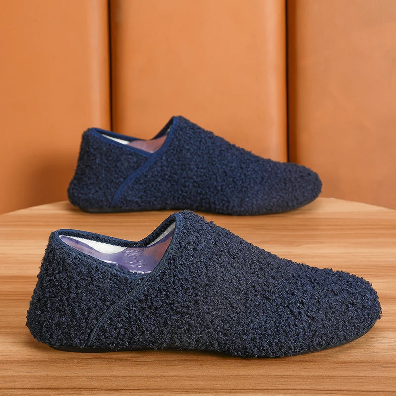 Men Winter Slippers Women Warm Shoes Soft Plush Flats Casual Shoes Male Loafers Lightweight Home Walking Couples Shoes Footwear