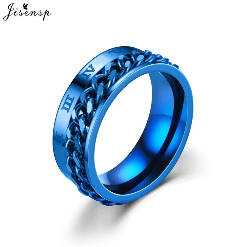 Stainless Steel Rotatable Chain Ring for Couples Jewelry Spinner Fidget Release Anxiety Ring Multifunctional Anillos De Ansiedad