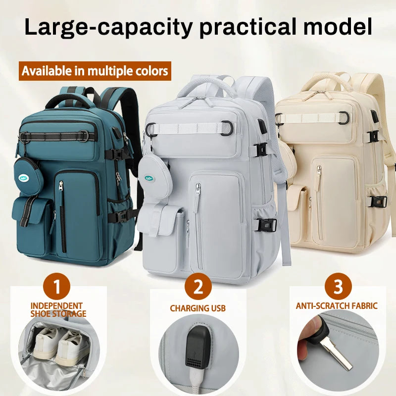 Fashionable large capacity multi pocket multifunctional outdoor travel backpack, handbag hiking bag suit