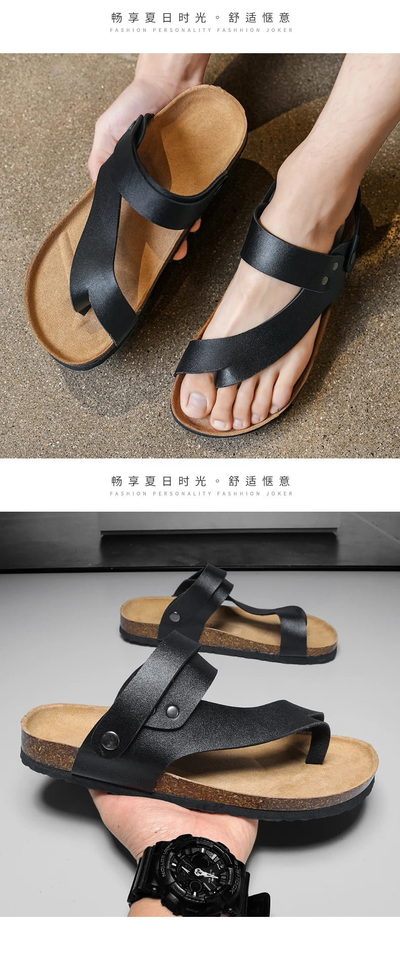 Mens Outdoor Open Toe Sandals Summer Breathable Beach Shoes Casual Sandals Indoor Soft Bottom Thickening Comfortable Non-slip