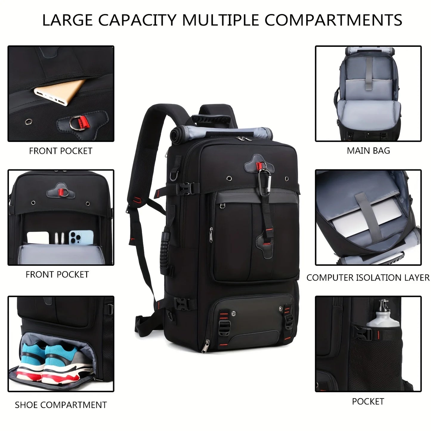 Travel Backpack for Men and Women Large Carry On Bag with Shoe Compartment Approved by Airlines 17Inch Laptop Backpack Gym Bag
