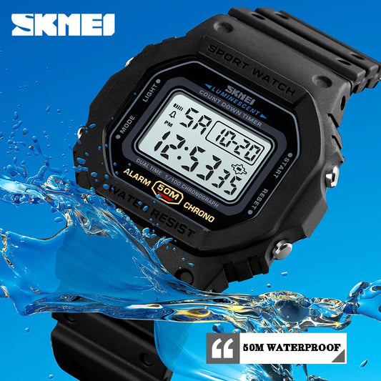Men's Sports Watch - Waterproof Digital Wristwatch with Alarm, Shockproof - Outdoor Army Reloj Hombre