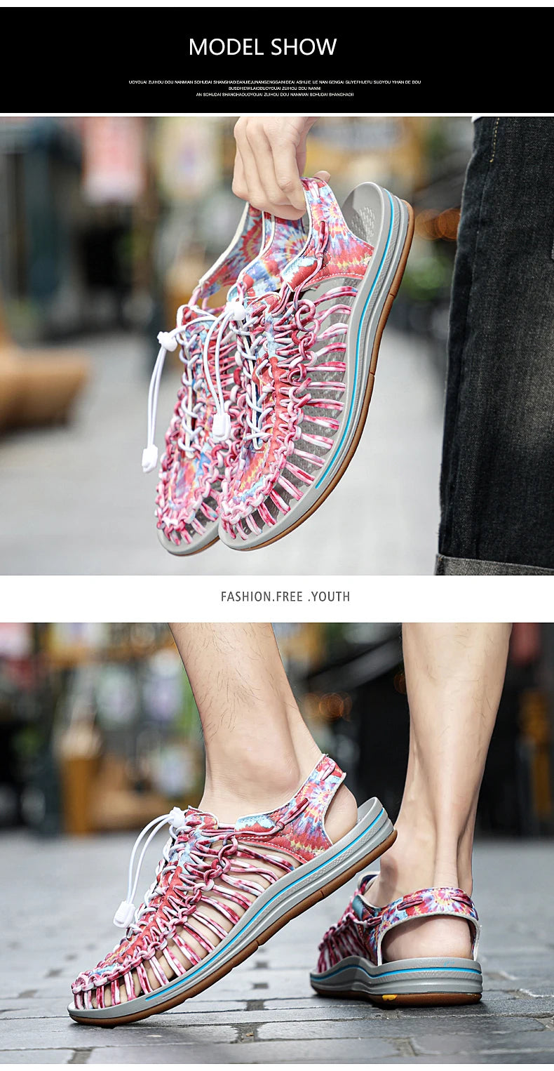 Summer Men Sandals Weaving Design Beach Sandals Breathable Casual Flat Roman Mens Shoes Outdoor Couples Sandals