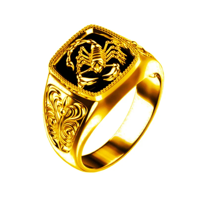 Personality Hollow Flower Scorpion Ring For Men Jewelry Trendy S925 Ring Male Index Finger Accessories Many Size