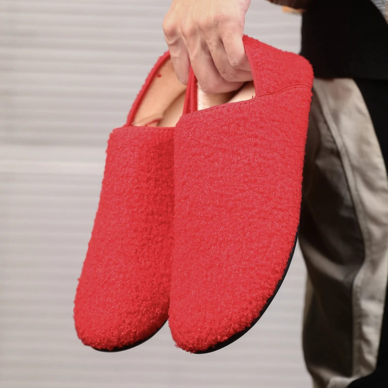 Men Winter Slippers Women Warm Shoes Soft Plush Flats Casual Shoes Male Loafers Lightweight Home Walking Couples Shoes Footwear