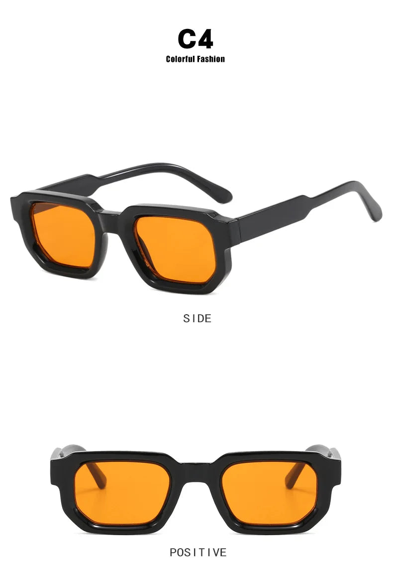 Men Vintage Rectangle Frame Sunglasses Fashion Retro Sun Glasses Luxury Brand Design UV400 Shades Eyewear Women Goggles