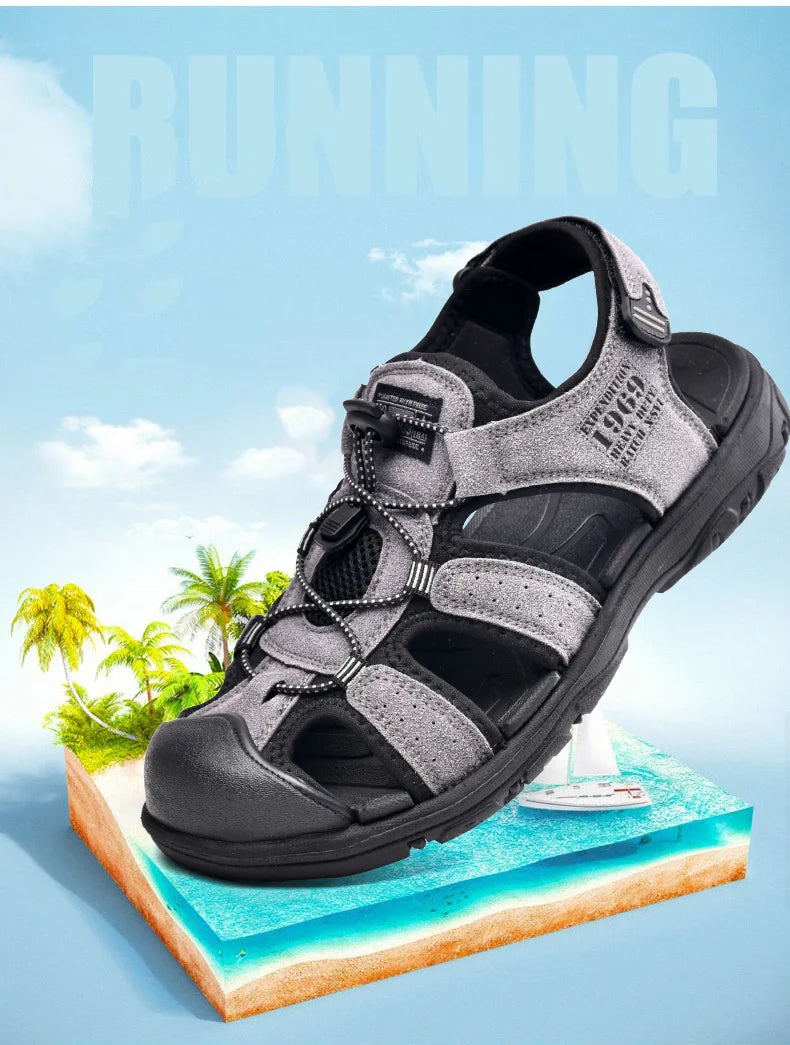 Men Sandals PU Leather Male Summer Shoes Outdoor Walking Beach Flat Sandals Shoes For Men Sneakers sandalias hombre