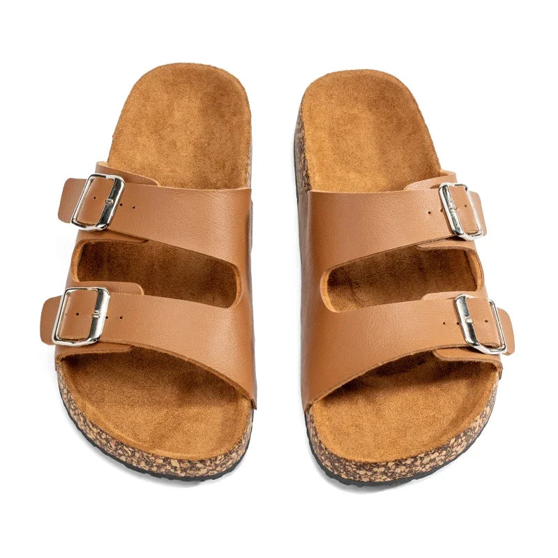Fashion Classic Unisex Slippers For Men Comfortable Summer Cork Shoes For Men Outdoor Sandals Microfiber