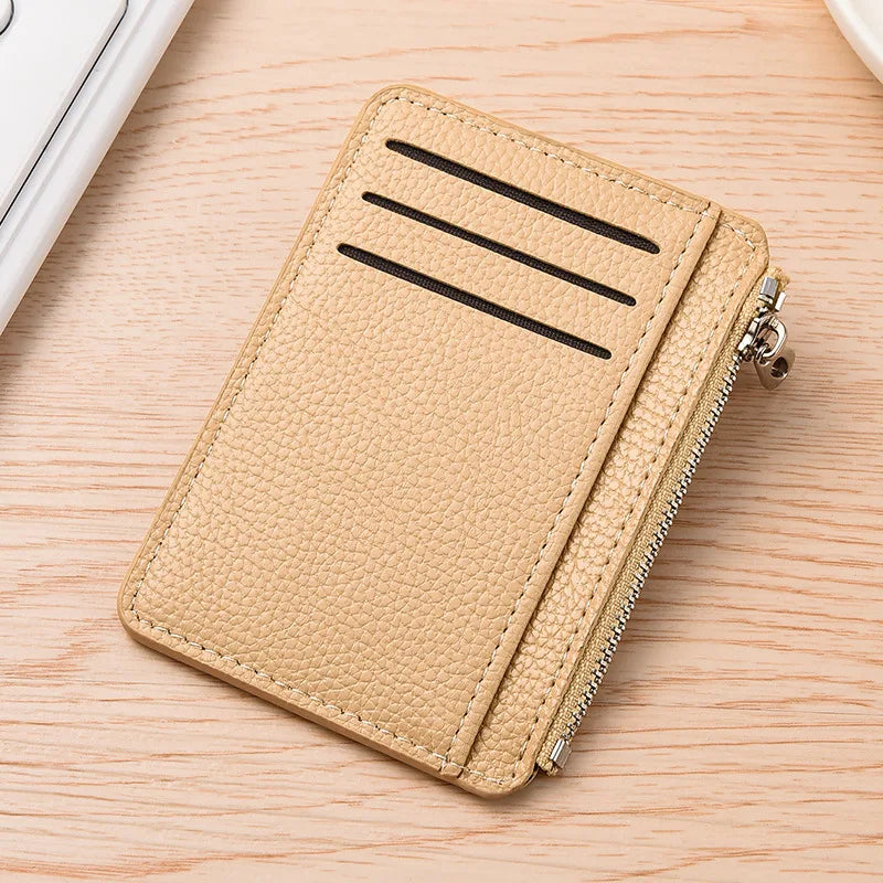 Slim Leather Wallet for Men Multi Slot Card Holder with Coin Pocket Black Brown Business Purse