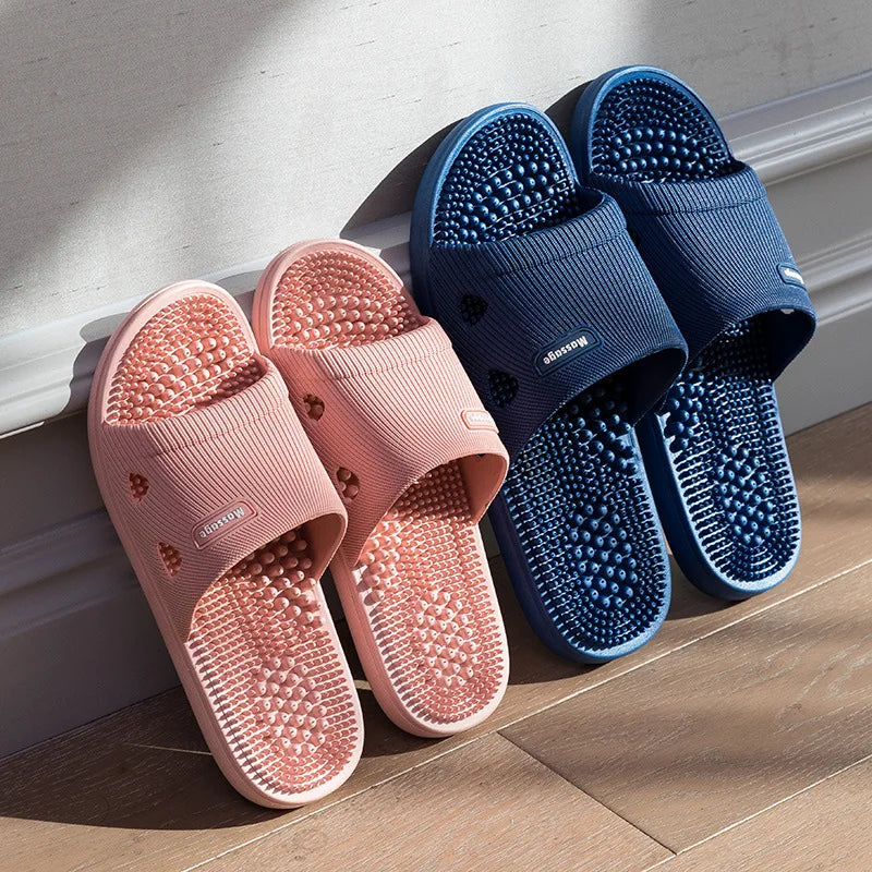 Women Men Foot Massage Slippers Indoor Bathroom Non-slip Soft Slides Comfort Flats Couples Home Relief Feet Health Care Shoes