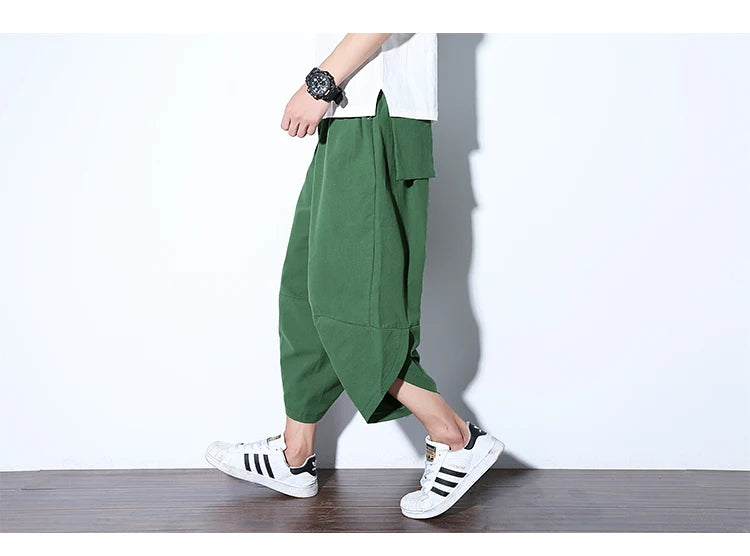 2024 New Casual Shorts Man Solid Harem Men's Summer Shorts Knee-length Short Pants For Men Bermuda Shorts Men's Summer Breeches