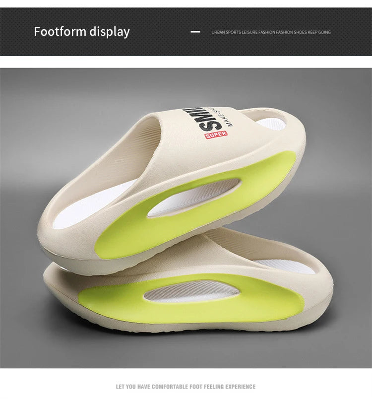 Men Slippers 2024 New Slides with a Sense High Aesthetic Value External Wear Anti Slip Thick Bottom, Beach Cool Slippers for Men