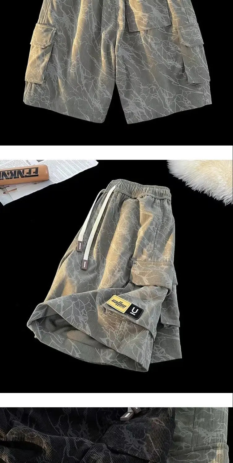 Working Shorts Men's 2025 New Summer Trendy American Functional Pants Loose Straight Five-point Pants Short Shorts for Man Jeans