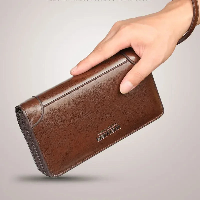 New Men Wallets Leather Men Bags Clutch Bags Koffer Wallet Leather Long Wallet with Coin Pocket Zipper Men Purse