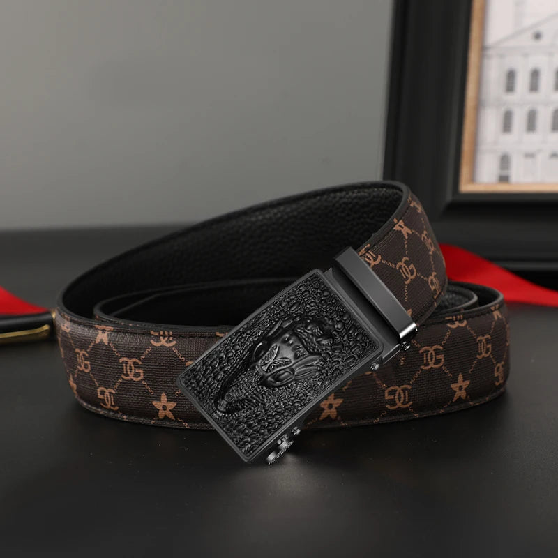 Men belt Leather Belt Metal Alloy Automatic Buckle Brand Luxury Design Waist Belts for Men Strap Male
