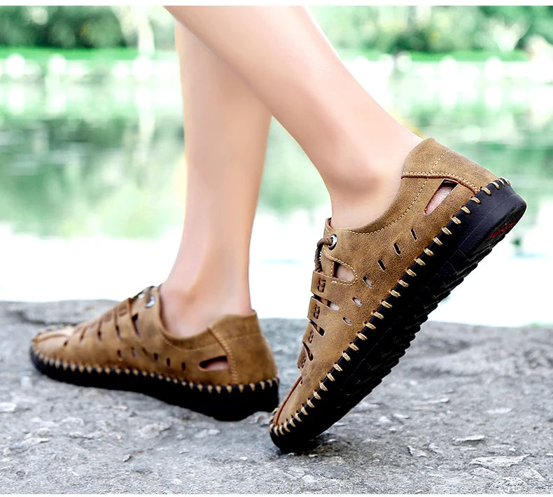 Men Leather Sandals Comfortable Outdoor Casual Shoes 2022 Summer Beach Casual Walking Male Sneakers Men Beach Casual Sandals