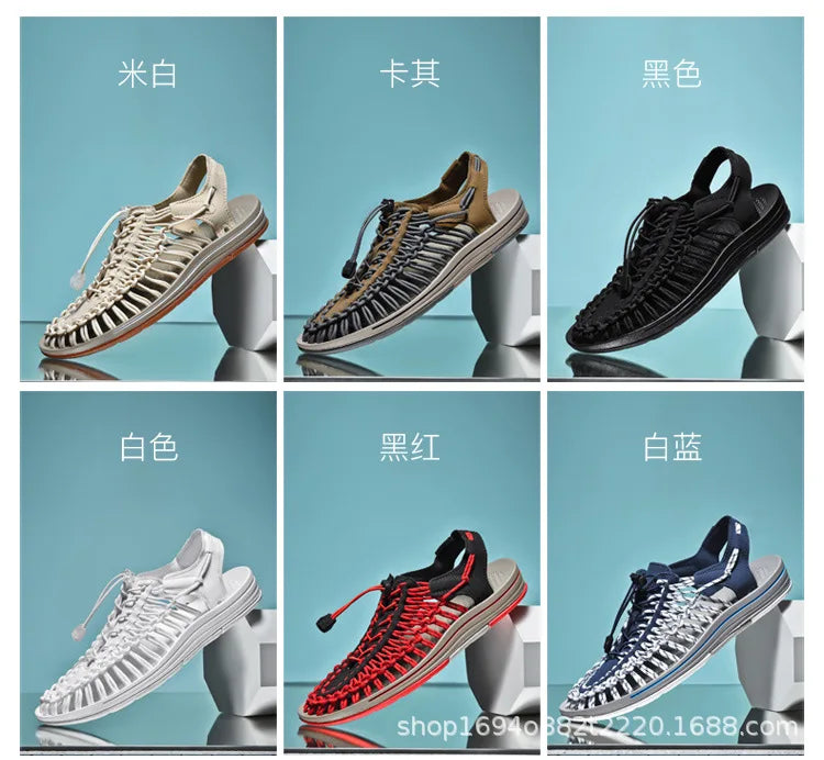 Men's Sandals Woven Casual Mens Beach Shoes 2025 New Comfortable Soft Men's Sandals Summer Casual Shoes for Men Sandalias Hombre