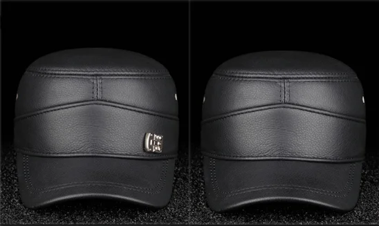 2025 New Men Spring/Winter Real Leather Black/Brown Flat Baseball Caps Male 54-62 cm Customized Size Outdoor Snapback Golf Hat