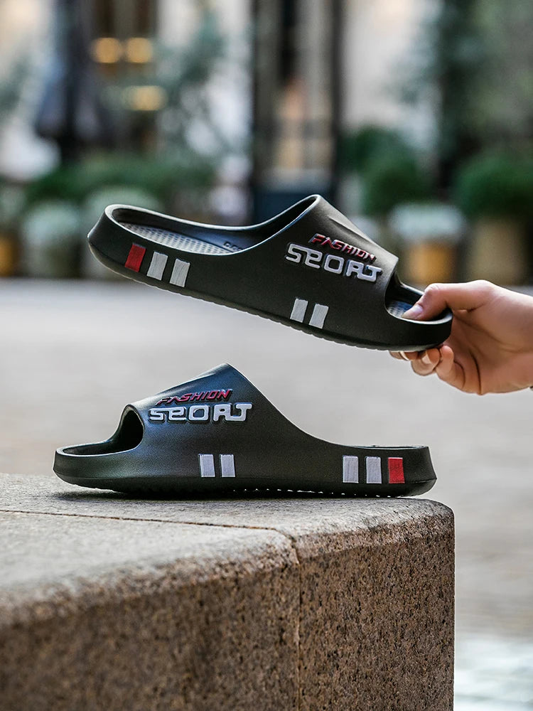 Summer Men Sport Style Slippers Soft Sole Bathroom Anti-slip Outdoor Wear-resistant Beach Fashion Leisure Flat Home Shoes Couple