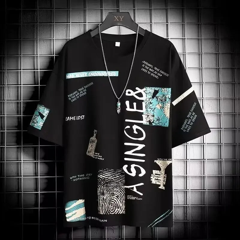 T Shirt for Men Fashion Tops Shirts Tee T-Shirt Crew Neck Street wear Retro Style Anime Tshirt  Men Clothing Oversized T Shirt