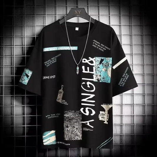 T Shirt for Men Fashion Tops Shirts Tee T-Shirt Crew Neck Street wear Retro Style Anime Tshirt  Men Clothing Oversized T Shirt