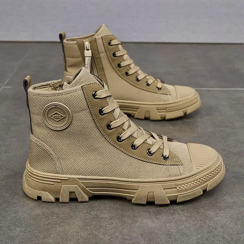 Men's High Cut Boots Warm Winter Lace Up with Fur Outdoor Hiking Male Shoes Platform Retro Original Deals Comfortable Offer Sale