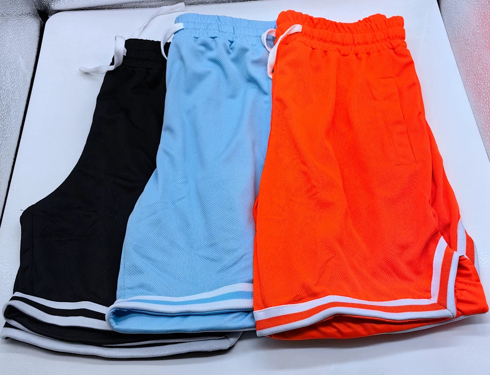 Mens Basketball Shorts Summer Gym Fitness Sports Training Running Workout Quick-Drying Jogger Male Orange Five-Point Short Pants
