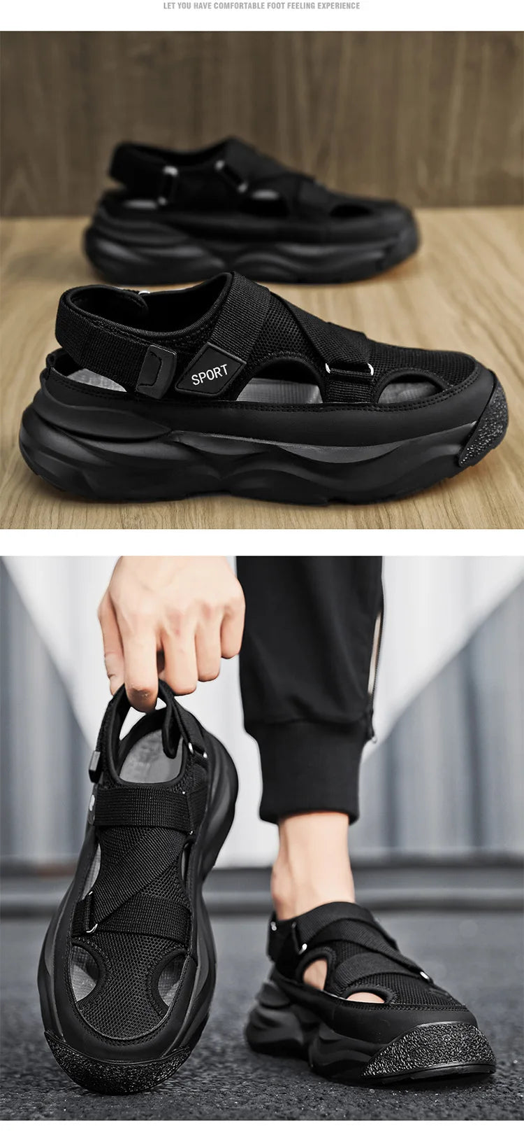 New Men Sandals Cave Casual Baotou Sports Shoes for Men Ankle Sandals Men's Water Proof Sandals for Male Beach Platform Shoes