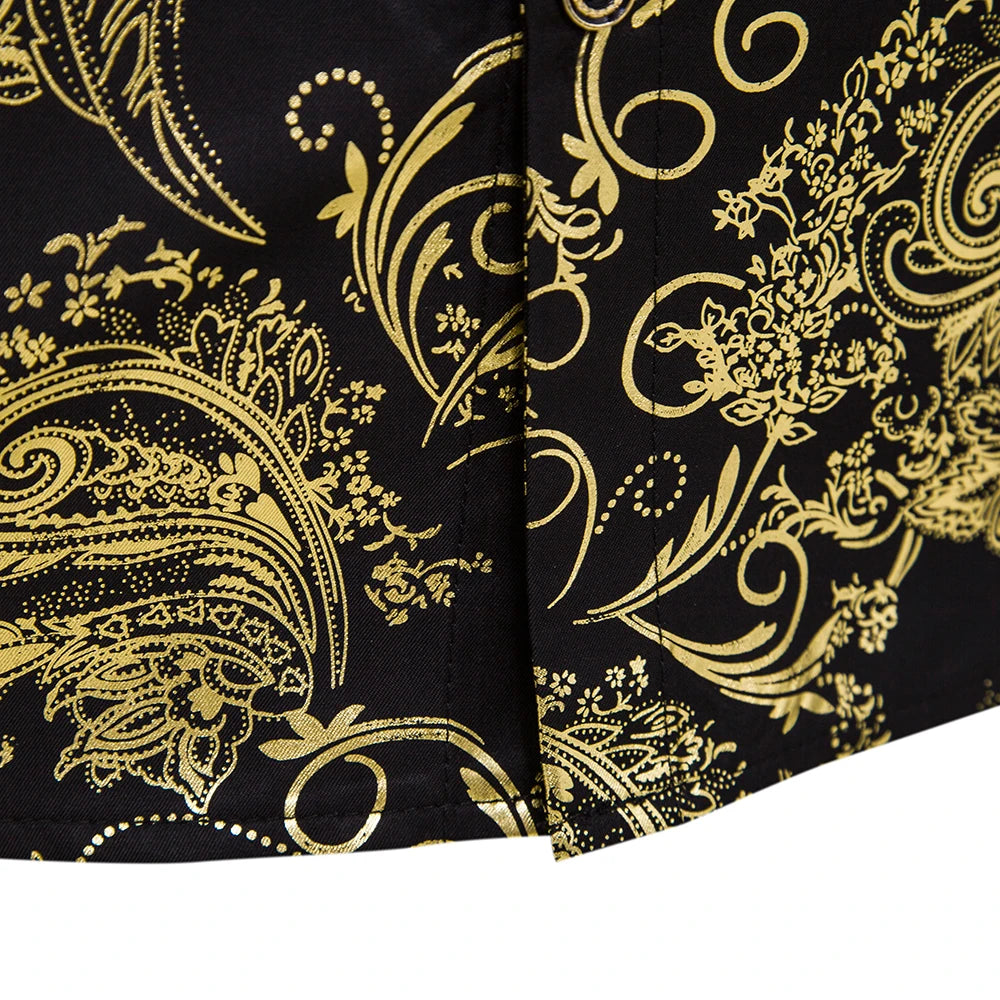 Men's Shirt Flower Printing Leisure Style Men's Long-Sleeved Top Stage Performance Wedding Dinner Party Holiday Gift Men's Shirt