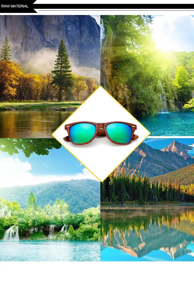 HJYBBSN Handmade Wood Sunglasses Men women square Sunglasses for men women Mirror Wooden Sun Glasses retro de sol masculino