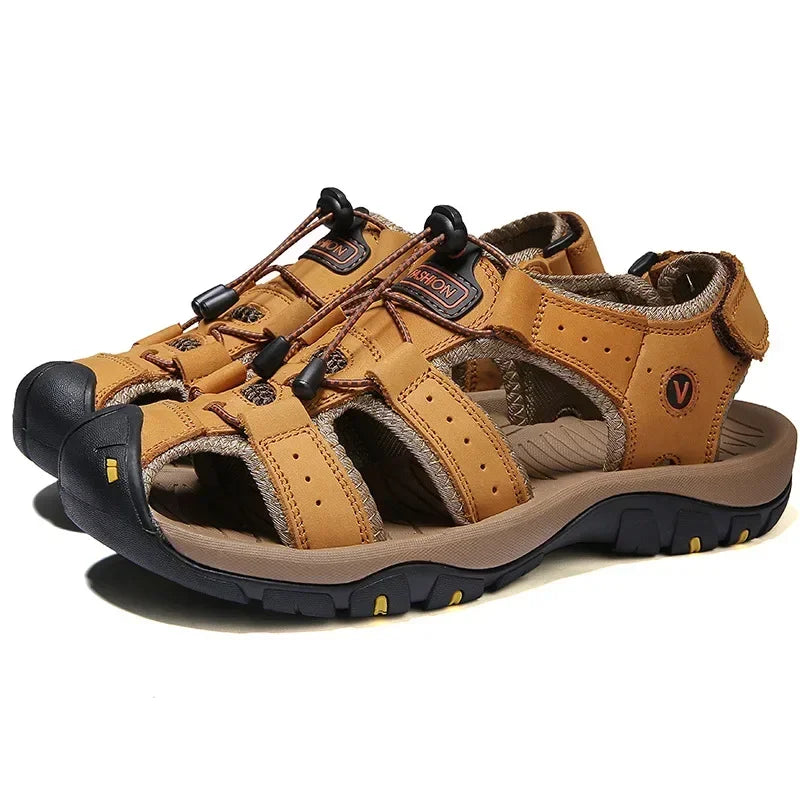 Sandals Summer New Men'sHollow Breathable Sandals Slippers Outdoor Baotou Beach Shoes Dad's Shoes Mens Shoes sandalias2024