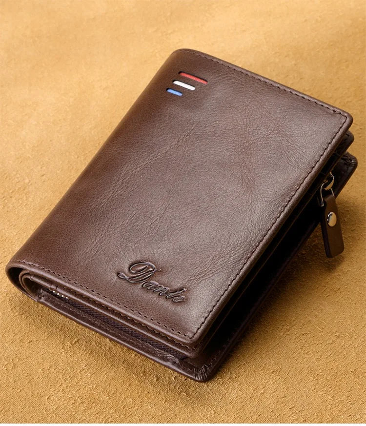 High Quality Men Wallet 2025 New Style Fashion Large Capacity Retro Card Bag Zipper Purses Pocket Short Men's Leather Wallet