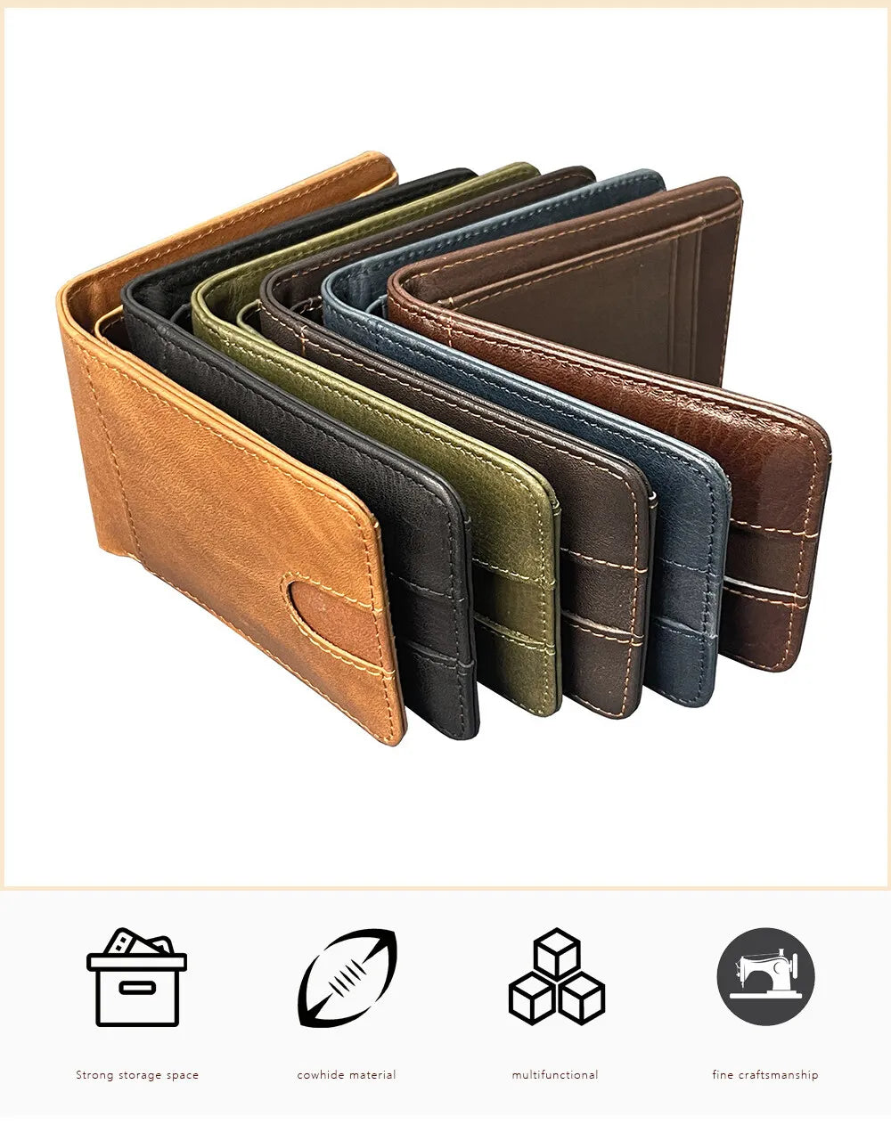 Durable Real Leather Wallets for Men Short Retro Rfid Small Purse Card Holder Simple Bifold Wallet Multiple Colors