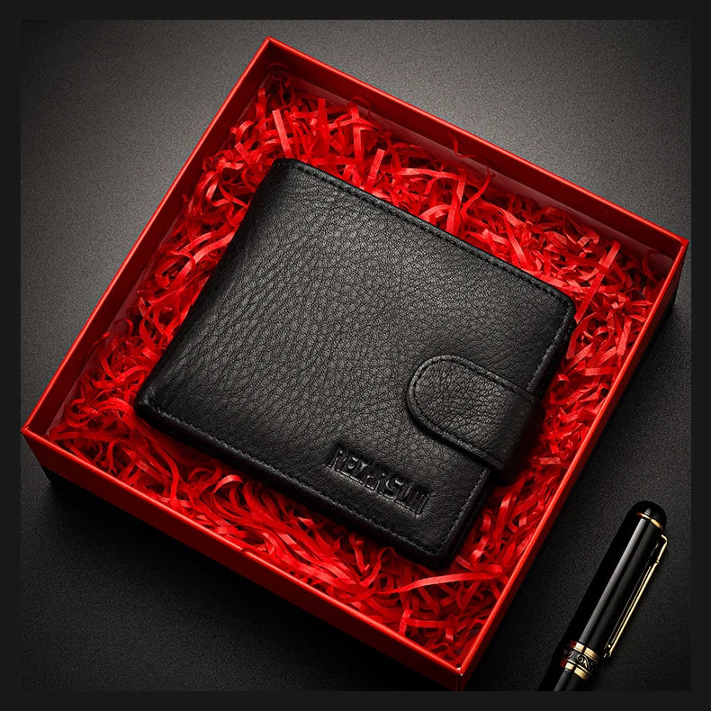 Genuine leather Men's Wallet Classic Style Short Multi-Card Wallet Coin Pocket Wallet High-End Minimalist wallet for Men